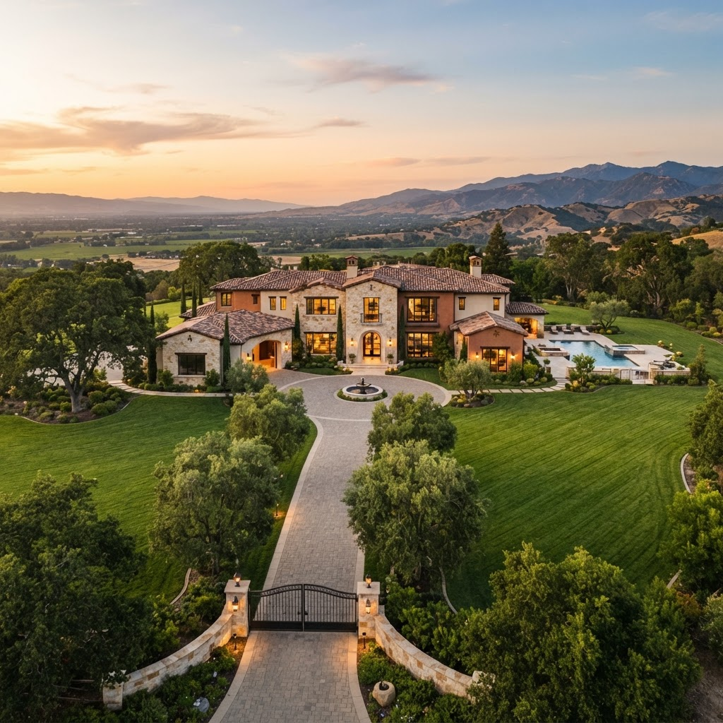 Luxury Central Valley estate at golden hour